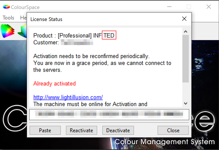 ColourSpace License Info - Ted's LightSpace CMS Calibration Disk (PGenerator Edition)