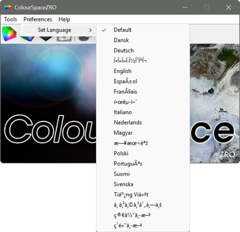 ColourSpaceZRO User Definable Foreign Languages